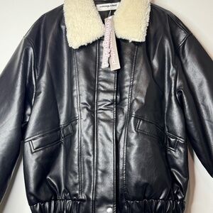 MISSGUIDED Faux Leather Bomber Jacket With Sherpa Collar Winter Fashion
